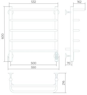 Электрический полотенцесушитель Larusso Стандарт П5 50x60см с полкой белый матовый 4670078536587
